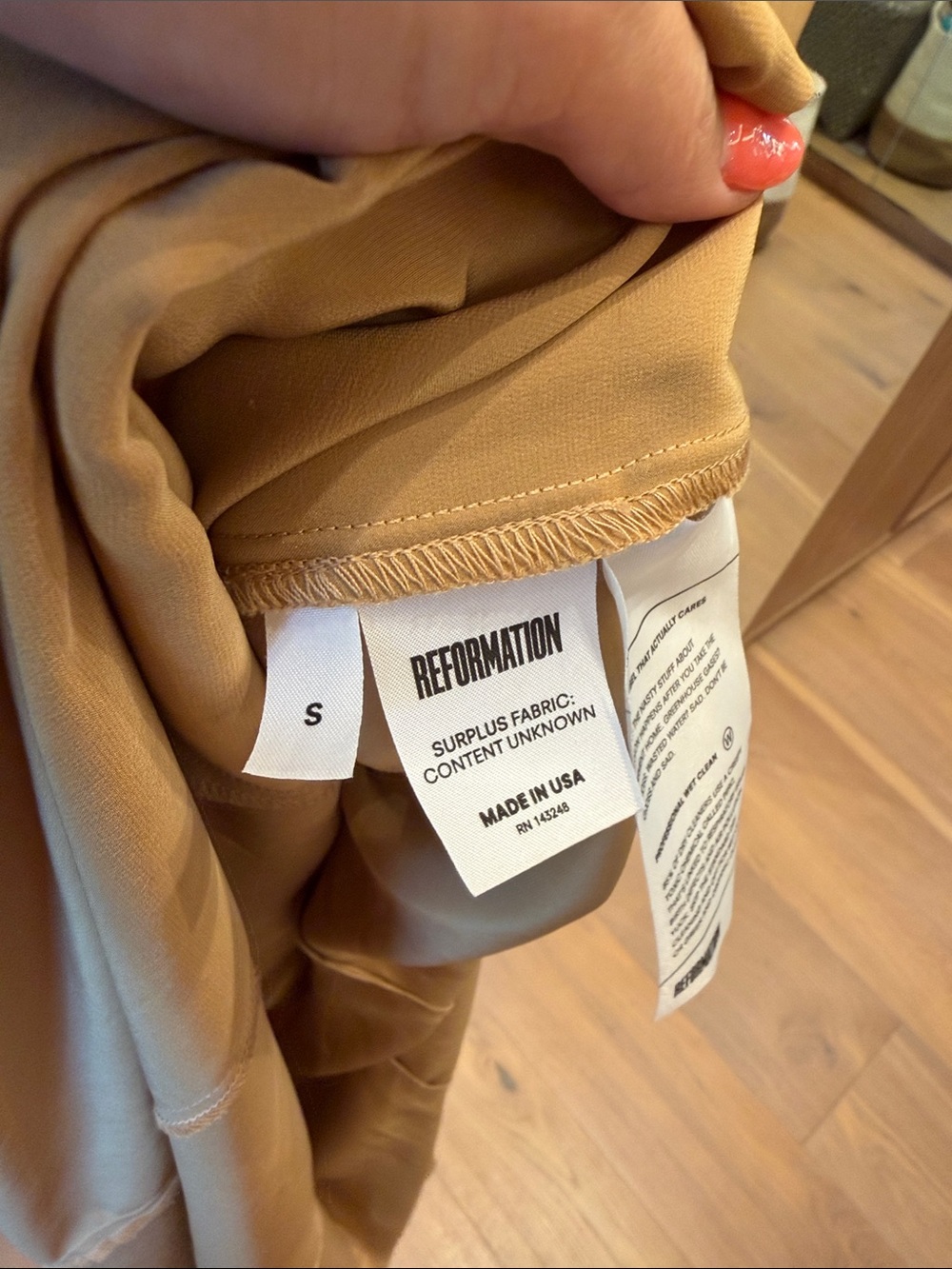 Reformation Gold Satin Slip Maxi Dress with Tie Front - Picture 5 of 5